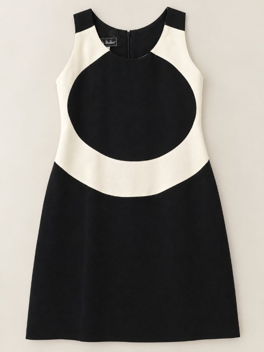 Nicole Miller Colorblock Shift Dress Black White Made in USA Size 10 Fitted